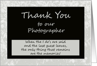 Photographer Thank You Card -- Memories Remain card