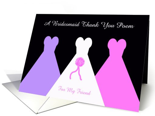 Friend Bridesmaid Thank You Card -- Bridesmaid Thank You Poem card