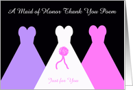 Maid of Honor Thank You Card -- Maid of Honor Thank You Poem card