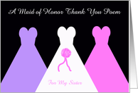 Sister Maid of Honor Thank You Card -- Maid of Honor Thank You Poem card