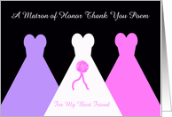 Best Friend Matron of Honor Thank You Card -- Matron of Honor Thank You Poem card