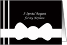 Nephew Will You Be My Ring Bearer? Card -- White Bow Tie on Black card