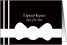 Will You Be My Ring Bearer? Card -- White Bow Tie on Black card