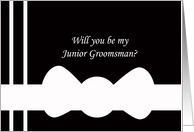 Will You Be My Junior Groomsman? Card -- White Bow Tie on Black card