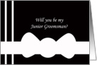 Will You Be My Junior Groomsman? Card -- White Bow Tie on Black card