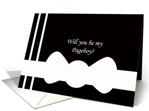 Will You Be My Pageboy? Card -- White Bow Tie on Black card (481127)