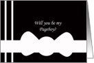 Will You Be My Pageboy? Card -- White Bow Tie on Black card