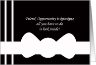 Friend Will You Be My Groomsmen? Card -- White Bow Tie on Black card