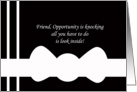 Friend Will You Be My Groomsmen? Card -- White Bow Tie on Black card