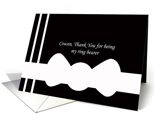 Cousin Ring Bearer Thank You Card --White Bowtie on Black card