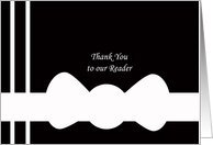 Reader Thank You Card --White Bowtie on Black card