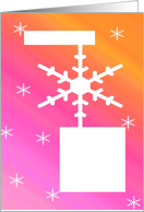 Unique Photo Christmas Card -- Snowflakes on Shades of Pink and Orange card