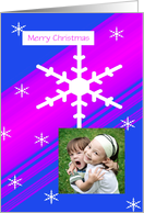 Digital Photo Christmas Card -- Snowflakes on Shades of Blue and Purple card
