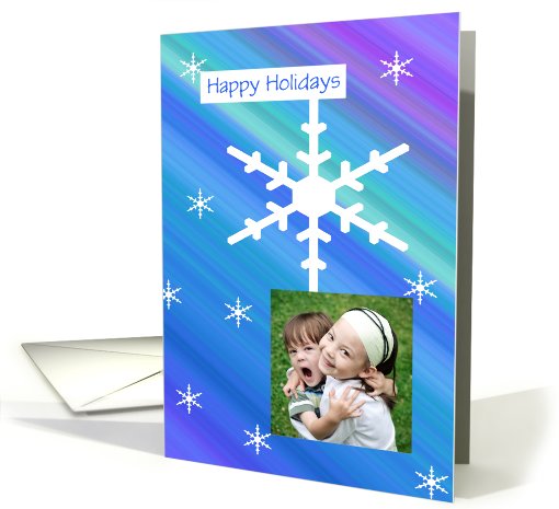 Christmas Photo Card Online -- Snowflakes on Shades of Blue card