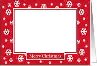 Christmas Photo Greeting Card -- Snowflakes on Red card