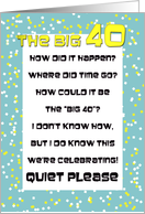 40th Surprise Birthday Invitation -- the Big 40 Invitation Poem card