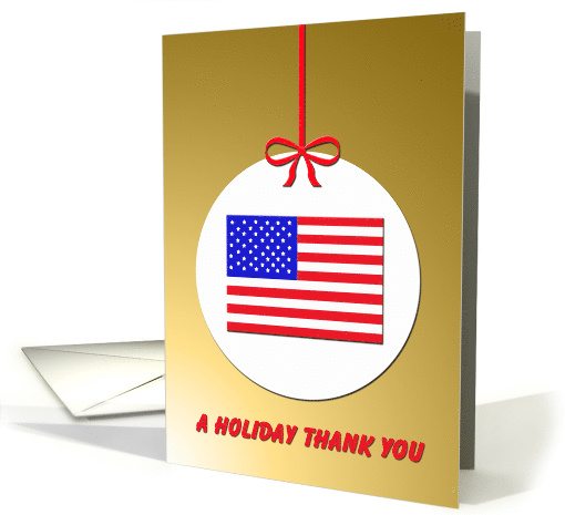 Military Christmas Thank You with Flag Ornament card (517063)