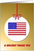 Military Christmas Thank You with Flag Ornament card