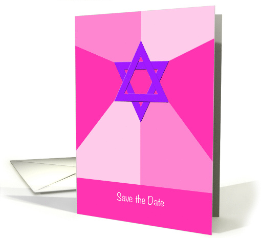 Bat Mitzvah Save the Date Pink with Star of David card (540113)