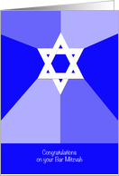 Bar Mitzvah Congratulations Star of David on Blue card