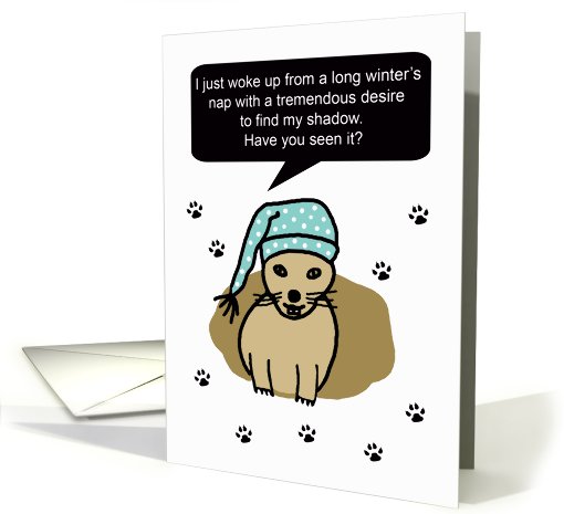 Groundhog Day Card -- Groundhog wearing Cute Night Cap card (544340)