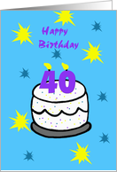 Happy 40th Birthday Card -- Cake with 40 Candle card