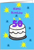 Happy 50th Birthday Card -- Cake with 50 Candle card