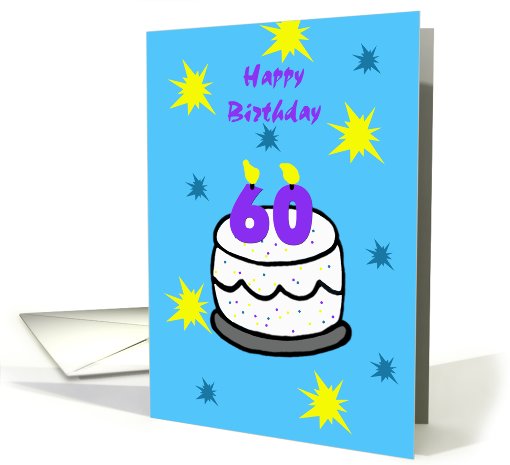 Happy 60th Birthday Card -- Cake with 60 Candle card (547969)