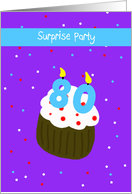 80th Surprise Birthday Party Invitation -- 80 Cupcake card