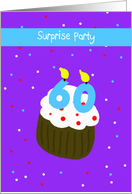 60th Surprise Birthday Party Invitation -- 60 Cupcake card