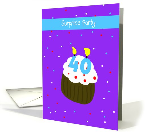 40th Surprise Birthday Party Invitation -- 40 Cupcake card (550364)