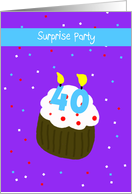 40th Surprise Birthday Party Invitation -- 40 Cupcake card
