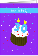 30th Surprise Birthday Party Invitation -- 30 Cupcake card