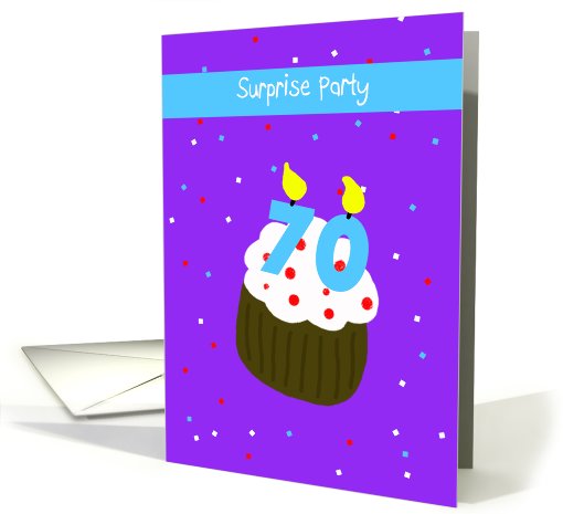 70th Surprise Birthday Party Invitation -- 70 Cupcake card (550369)