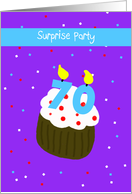 70th Surprise Birthday Party Invitation -- 70 Cupcake card
