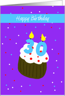 30th Birthday Card -- 30 Candle on Cupcake card