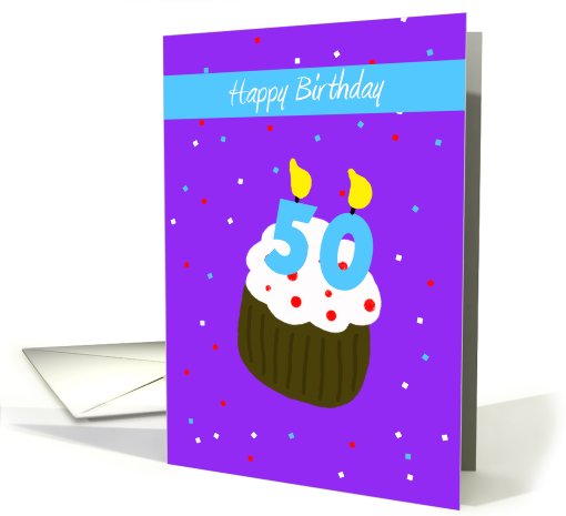 50th Birthday Card -- 50 Candle on Cupcake card (550469)
