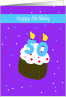 50th Birthday Card -- 50 Candle on Cupcake card