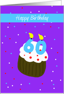60th Birthday Card -- 60 Candle on Cupcake card