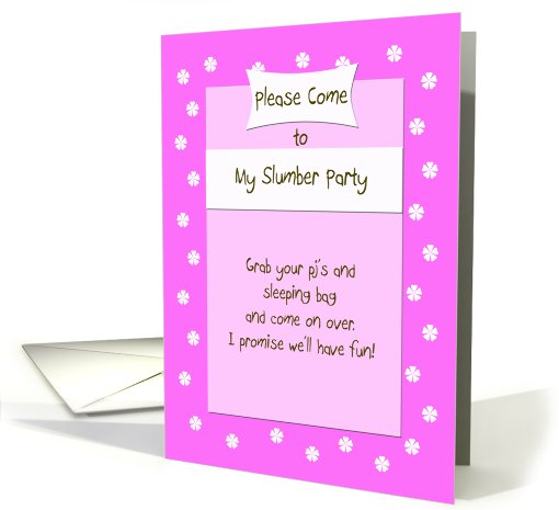 Slumber Party Invitation Idea -- Cute Pink Bed card (551251)