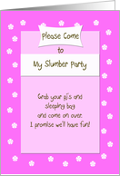 Slumber Party Invitation Idea -- Cute Pink Bed card