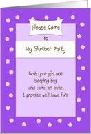 Slumber Party Invite -- Cute Purple Bed card