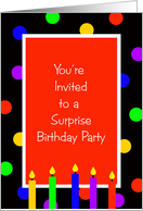Surprise Birthday Party Invitation -- Dots and Candles card