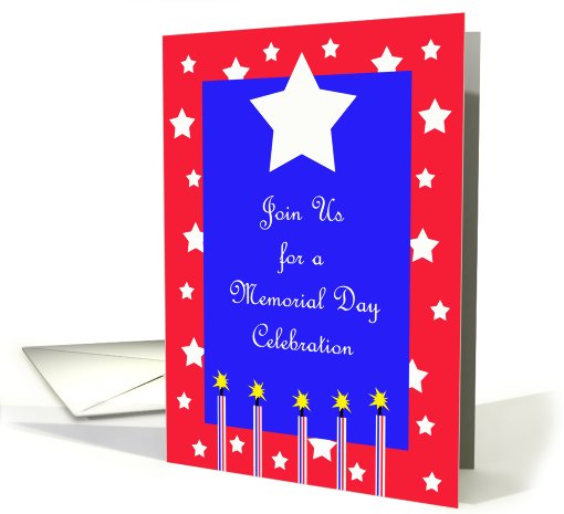 Memorial Day Party Invitation -- Stars and Fireworks card (574013)