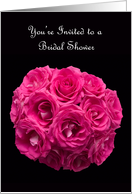 Pink Roses on Black Bridal Shower Invitation Card