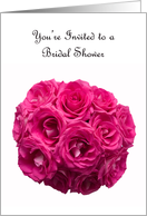 Pink Roses on White Bridal Shower Invitation Card