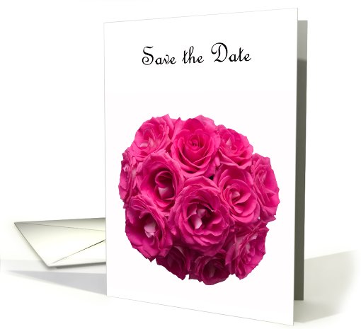 Pink Roses on White Save the Date card (586387)