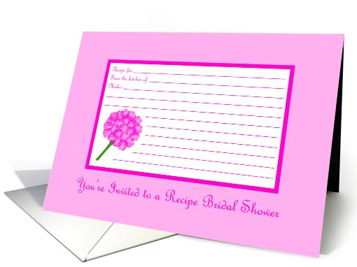 Pink Recipe Card Bridal Shower Invitation -- Bridal Bouquet card