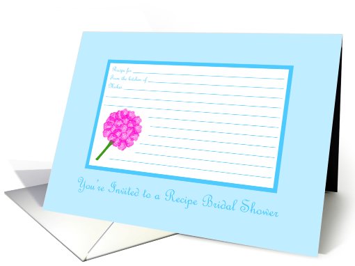 Blue Recipe Card Bridal Shower Invitation -- Bridal Bouquet card