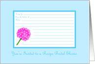 Blue Recipe Card Bridal Shower Invitation -- Bridal Bouquet card